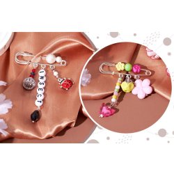 Safety pin with 3 eyelets, stainless steel, 51x16 mm, 2 pcs.