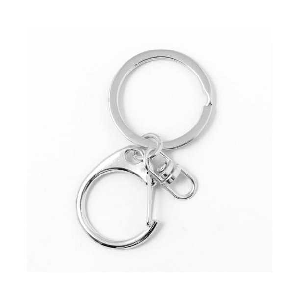 Key ring with lobster claw clasp and swivel eyelet, metalplated brass, 2pcs