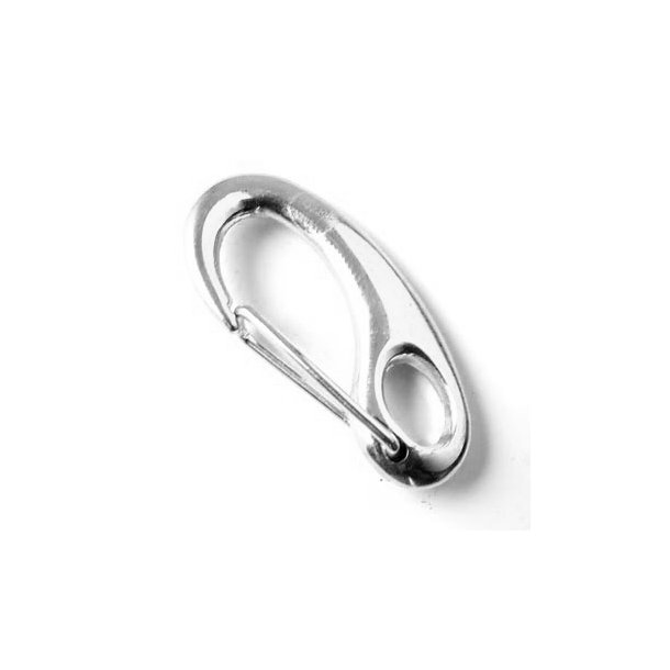 Key hasp/self-closing lobster claw clasp, silver-plated, 26x12mm, 1pc.