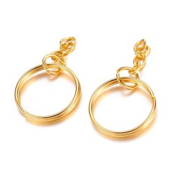 Schlsselanhnger mit Kette fr Anhnger, goldfarbenes Metall, 25x2 mm, 2 Stck