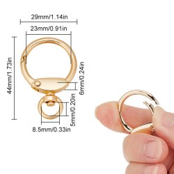 Karabinerverschluss mit Drehse, rund, vergoldetes Metall, 44x29 mm, 2 Stk