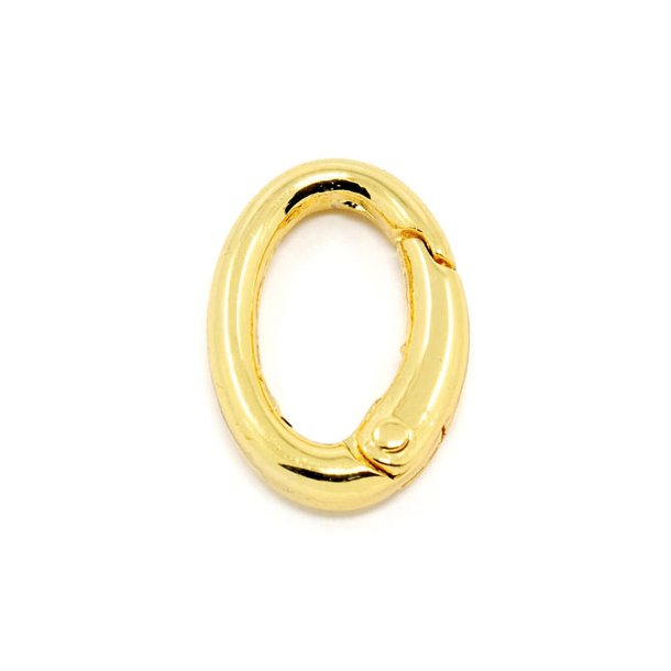 Ring clip clasp, self-closing, oval, gilded, 21.5x15mm, 1pc.