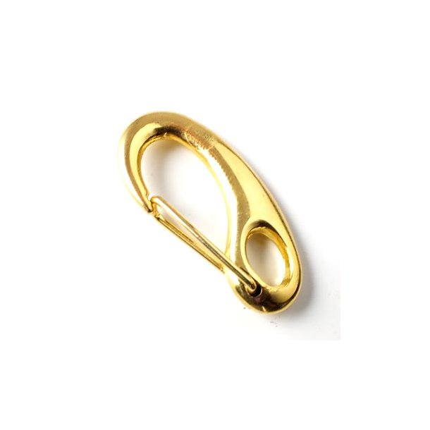 Key hasp/self-closing lobster claw clasp, gilded large oval, 48x22mm, 1pcs.