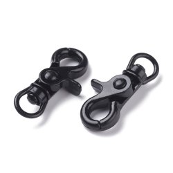 Schlsselring mit Karabiner und Drehse, schwarz, Metall, 42 x 22 mm, 2 Stck