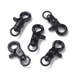 Schlsselring mit Karabiner und Drehse, schwarz, Metall, 42 x 22 mm, 2 Stck