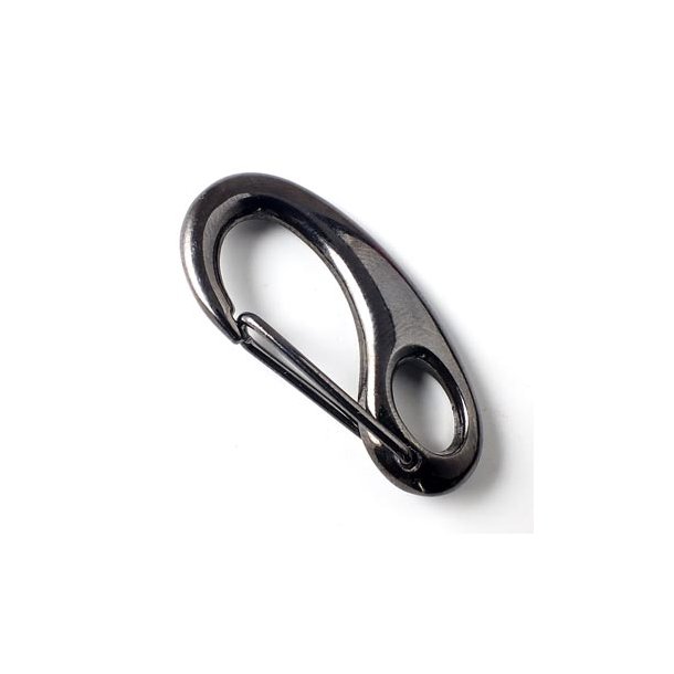 Self-closing key hasp, black steel, medium oval, 32x16mm, 1pc.
