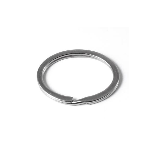 Split ring for keys, oval, platinum color metal, 37x29mm, 2pcs.