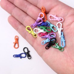 Kleine schlsselkarabiner mit Drehschlaufe, Metall, farbig gemischt, 23x9 mm, 6 Stck