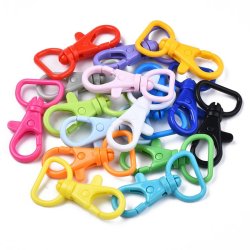 Schlsselkarabiner mit Drehschlaufe, Kunststoff, farbig gemischt, 41x22 mm, 4 Stck