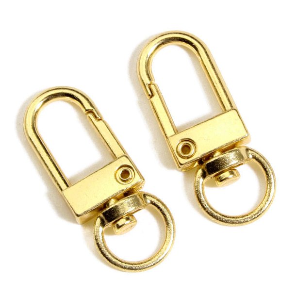 Karabinerverschluss mit Drehse, oval, vergoldetes Metall, 32x12 mm, 2 Stk