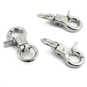 Schlsselring mit Karabiner und Drehse, Metall, 30x17 mm, 2 Stck