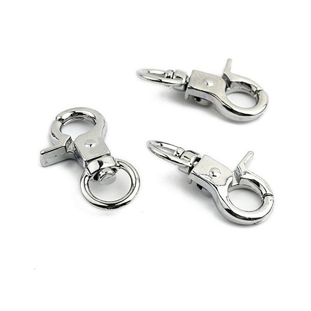 Key ring with carabiner clasp and swivel hook, platinum, 30x17 mm, 2 pcs