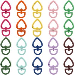 Herzkarabiner mit Dreh�se, Farbmix, 44x27 mm, 6 St�ck