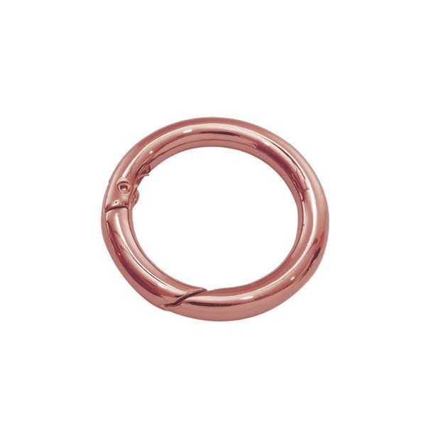 Ngle karabin-ring, klassisk, rosa forgyldt messing, 24 mm, 1 stk.