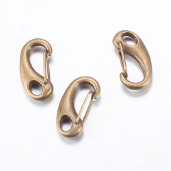 Schl&uuml;sselhaken/Karabiner, antikbronze, oval, 21x10x6 mm, 1 Stk.