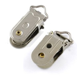 Klemme f&uuml;r Schnullerkette u.&auml;., Metall, 32x13x10 mm, 4 Stk.