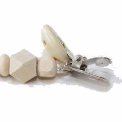 Klemme f&uuml;r Schnullerkette, gemischte Farben, Holz und Metall, Durchmesser 30 mm, 6 Stk.