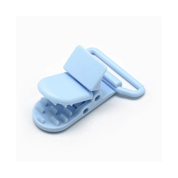 Fastener clip for straps, baby blue, plastic, 36x9mm, jumpring 4x26mm, 2pcs