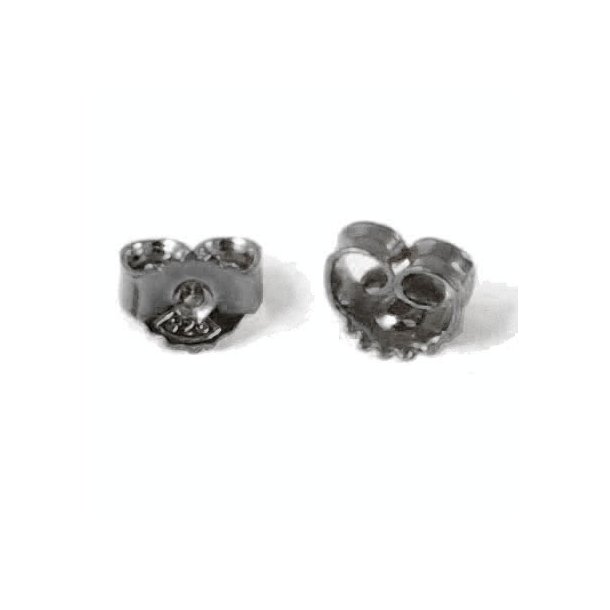 Earnuts for earstuds, black sterling silver, hole size 1mm, 1 pair.