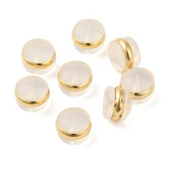 Sturdy, soft locking caps for ear studs, clear silicone, with a 7 mm gold ring, pack of 6
