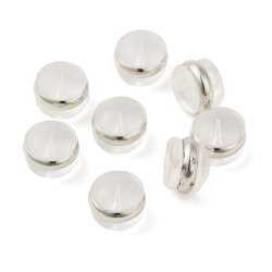 Sturdy, soft locking caps for ear studs, clear silicone, with a 7 mm silvery ring, pack of 6