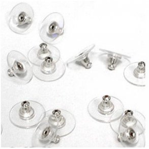 Earnut, 1440 Clear Plastic 4x3mm Ribbed Safety Earnuts Earring Backs *