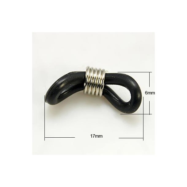 Brillenhalter aus schwarzem Silikon mit silbernem Ring, 4 Stk