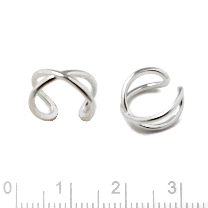 Ohr Manschette, offen X-förmig, Sterlingsilber, 12x1,5 mm, 1 Stk.