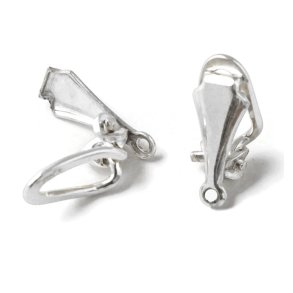 Ohrklips mit Öse, einfach, Sterlingsilber, 14x7 mm, 2 Stk.