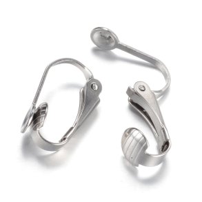 Ohrclip mit Platte mit Aussparung, rostfreier Stahl, 16x10 mm, 2 Stück