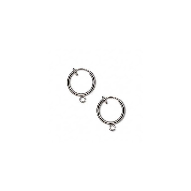 Ear clips / hoops, with loop, gunmetal, 13 mm, 2pcs