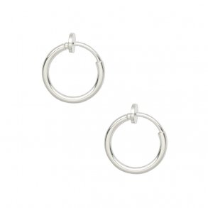 Kreolen Clips, versilbertes Messing, 13 mm, 2 Stk.