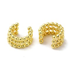 Ear cuff, 3 rows of beads, 18K gold-plated brass, 14x8 mm, 2 pcs