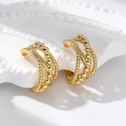 Ear-Cuff, krydset design, 18K forgyldt messing, 15x13x7,5 mm, 1 par