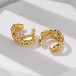 Ear-Cuff, krydset design, 18K forgyldt messing, 15x13x7,5 mm, 1 par