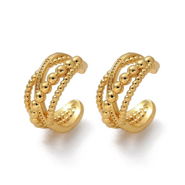 Ear-Cuff, krydset design, 18K forgyldt messing, 15x13x7,5 mm, 1 par