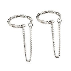 Ear-Cuff med k�devedh�ng, platinfarvet legering, 13x32 mm, 2 stk
