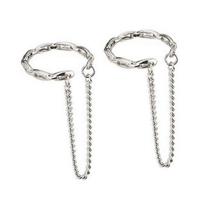 Ear-Cuff med k�devedh�ng, platinfarvet legering, 13x32 mm, 2 stk