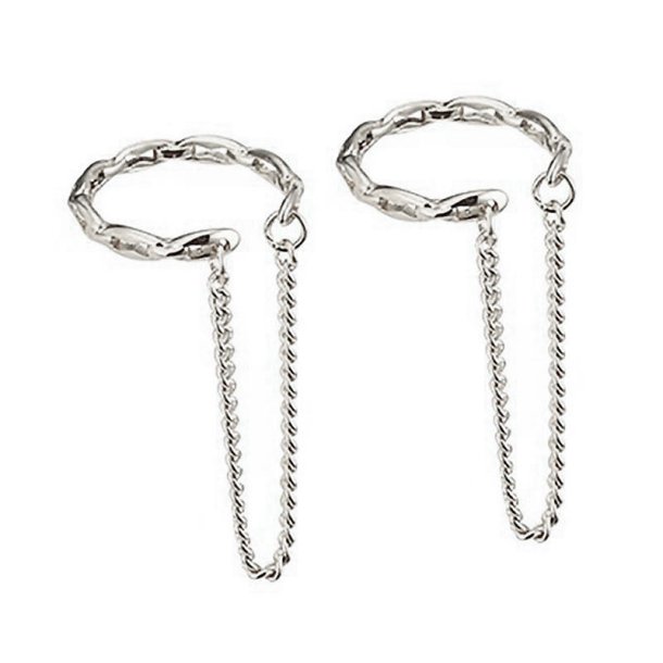 Ear-Cuff med k�devedh�ng, platinfarvet legering, 13x32 mm, 2 stk