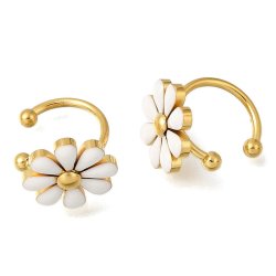 Ear-Cuff, med margurit blomst, forgyldt st�l, 12x11,5 mm, 2 stk