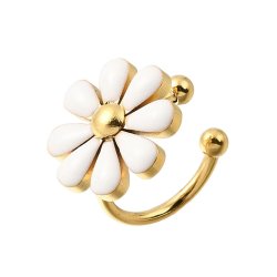 Ear-Cuff, med margurit blomst, forgyldt st�l, 12x11,5 mm, 2 stk