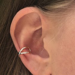 Ohr Manschette, offen X-f&ouml;rmig, Sterlingsilber, 12x1,5 mm, 1 Stk.