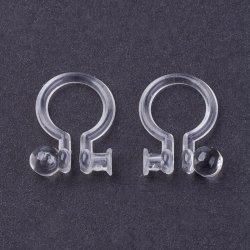 Clip-on, Ear clip with 0.6 mm hole, clear plastic, 3mm plate, 10.5x8x3 mm, 10 pcs