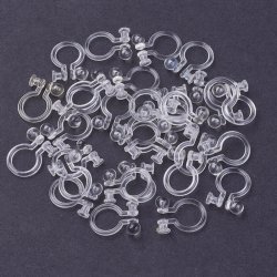 Clip-on, Ear clip with 0.6 mm hole, clear plastic, 3mm plate, 10.5x8x3 mm, 10 pcs