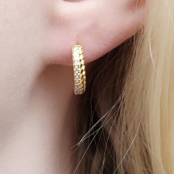 Klappbarer Ohrring, Reifen mit 24 klaren Zirkonia, vergoldetes Silber, 14x2,8 mm, 2 Stk