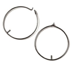 Kreole, Hoop mit Stifte f&uuml;r angebohrte Perlen, schwarzes silber, 25x0,8 mm, 2 Stk