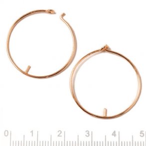 Kreole, Hoop mit Stift für angebohrte Perlen, rosa-vergoldetes Silber, 25x0,8 mm, 2 Stk