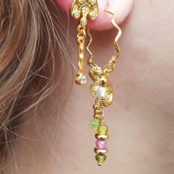 Creole, hoop, Draht mit Biegungen, sterlingilber, 15x0,8 mm, 2 Stck