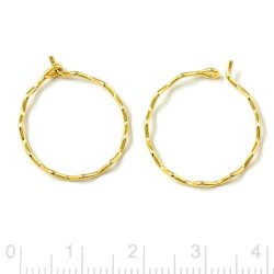 Creole, hoop, Draht mit Biegungen, vergoldetes Silber, 18x0,8 mm, 2 Stck