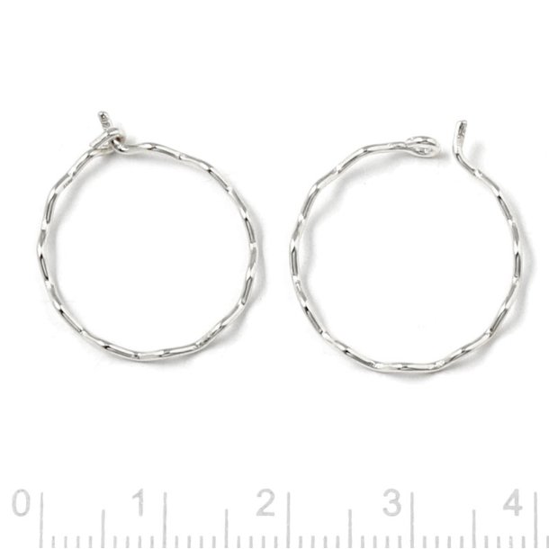 Creole, hoop, Draht mit Biegungen, sterlingsilber, 18x0,8 mm, 2 Stck